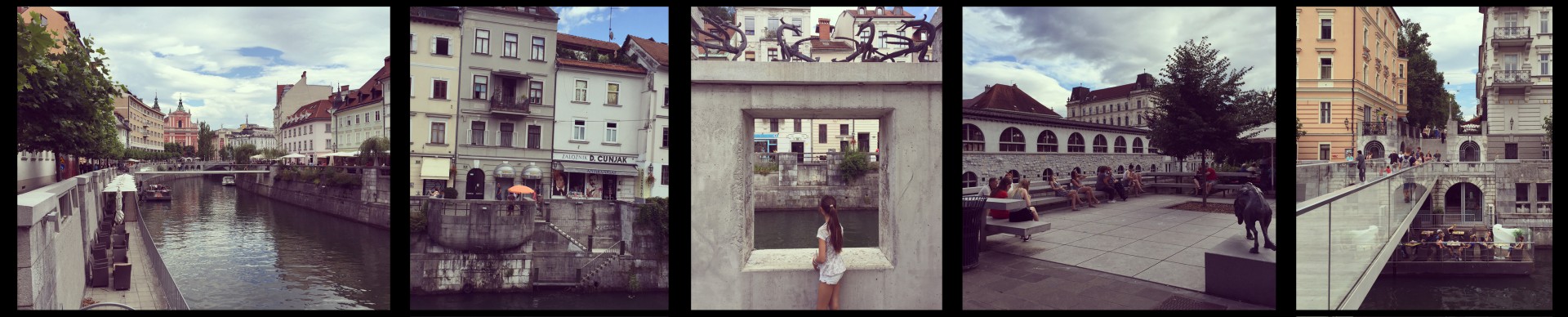 Ljubljana tar verkligen vara på floden Ljubljanica som rinner igenom staden. Inte enbart genom att erbjuda utsikt mot vattnet utan snarare genom att möjliggöra för människor att på många olika sätt mötas i anslutning till floden, kunna uppleva den och "känna på" vattnet när de rör sig i de variationsrika miljöerna. På något sätt känns vattnet väldigt närvarande hela tiden. Foto: Emina Kovacic