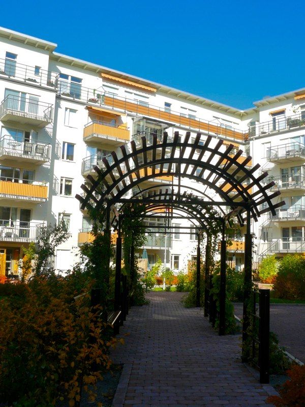 Mitt på vår innegård ligger en vacker pergola