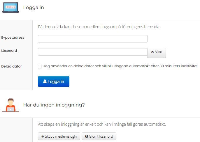Sida som kommer fram när man på menyn väljer symbolen 