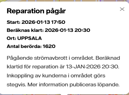 Pågående strömavbrott