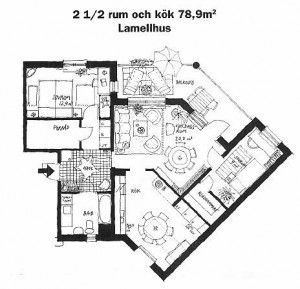 2 1/2 rum och kök, 78,9 m2