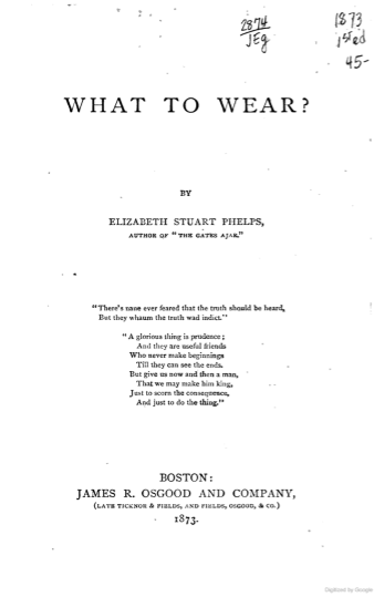 Screenshot from Phelps's "What to Wear", which includes burning corsets as a measure of protest