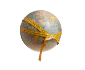 globe with a measuring tape wrapped around it
