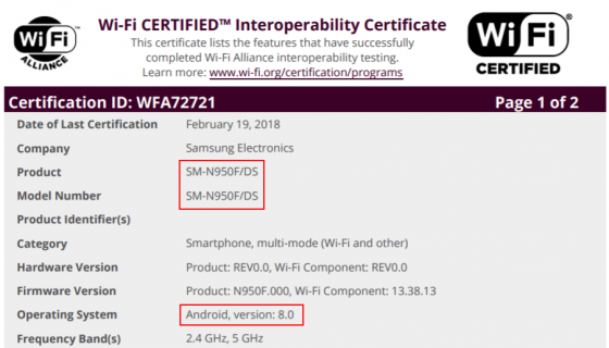 Samsung Galaxy Note 8 на Android 8.0 Oreo