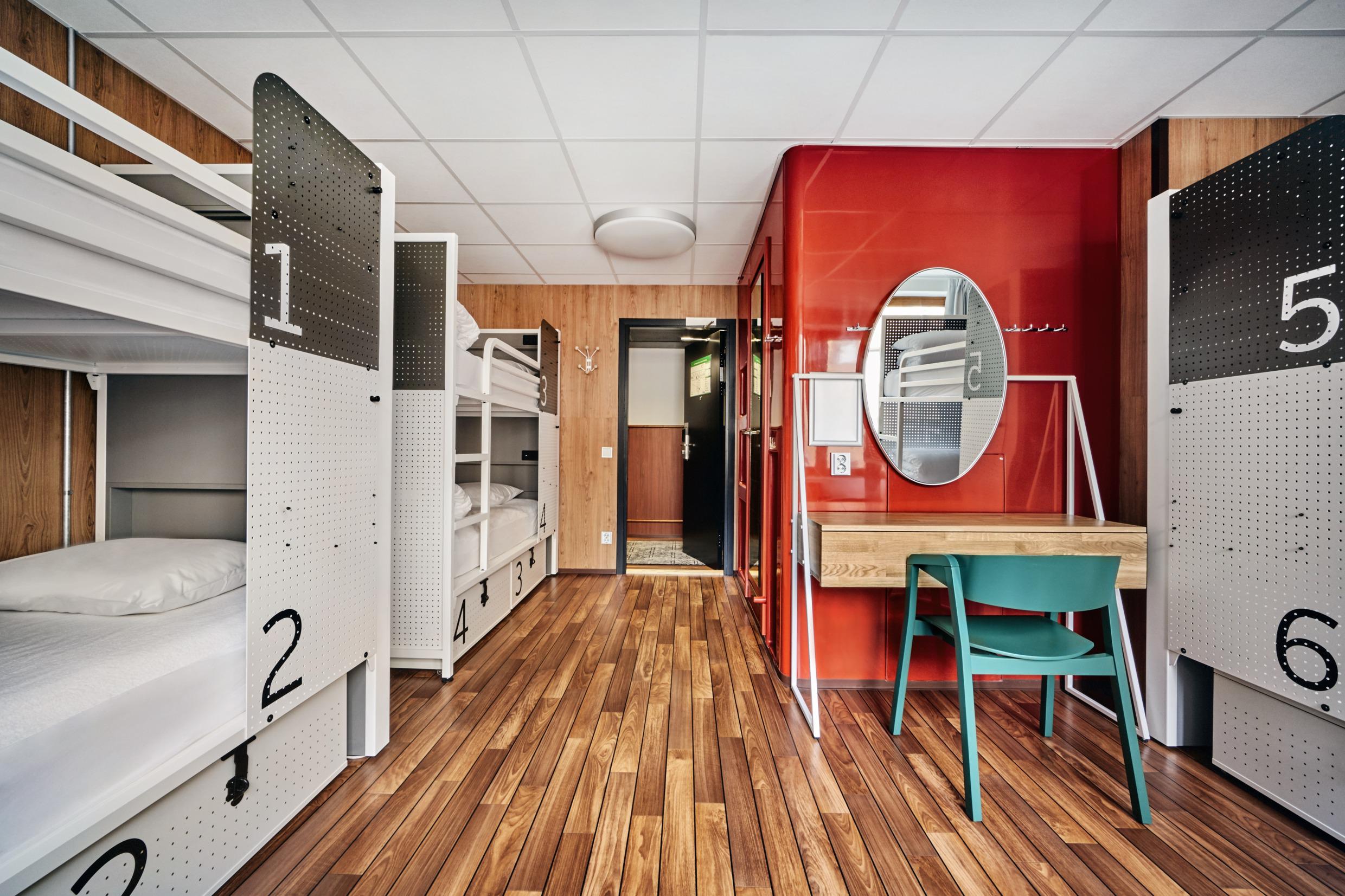 Der Sechs-Bett-Schlafsaal des Generator Hostels in Stockholm.