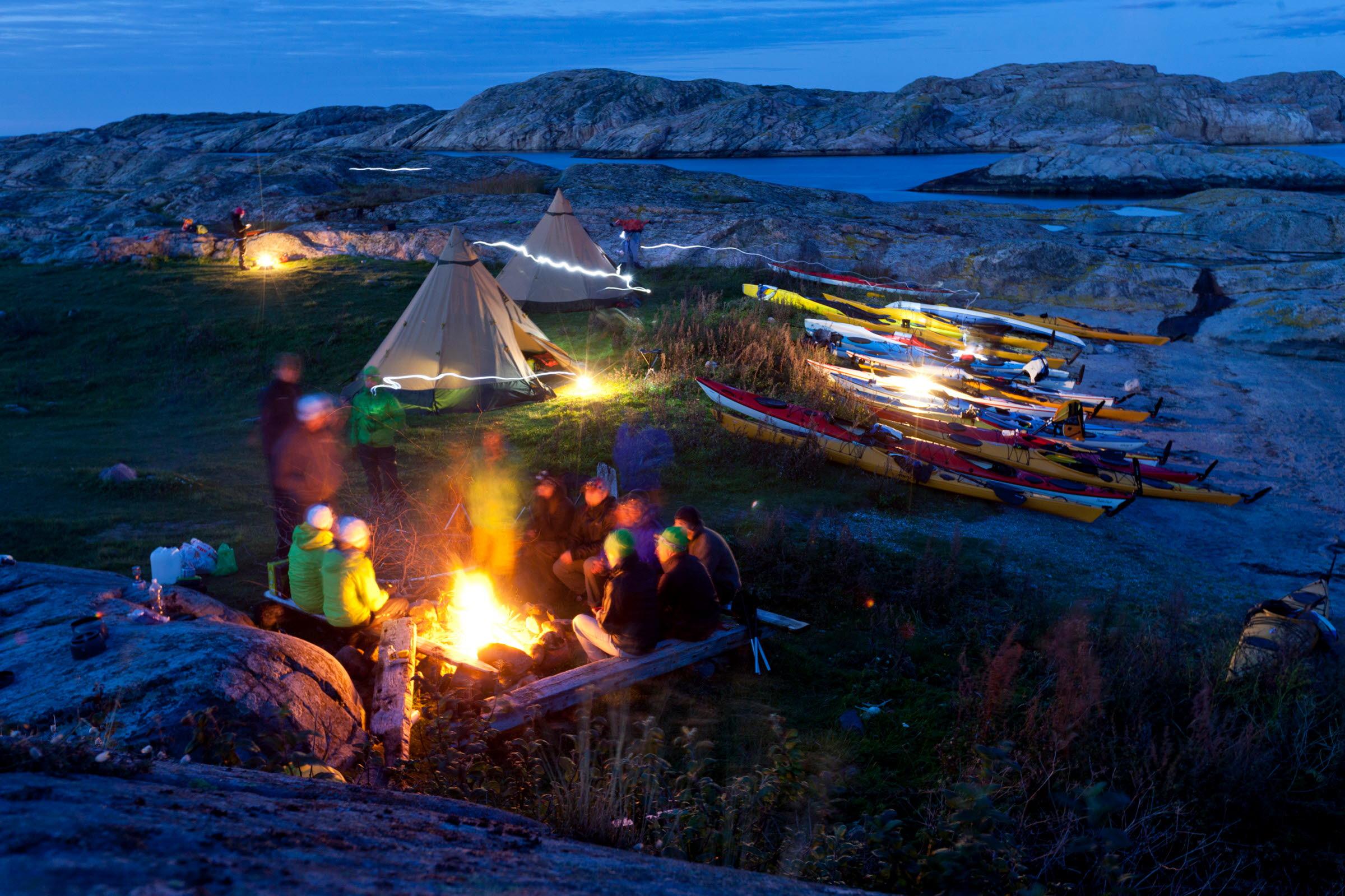Camping während einer Kajaktour in Westschweden