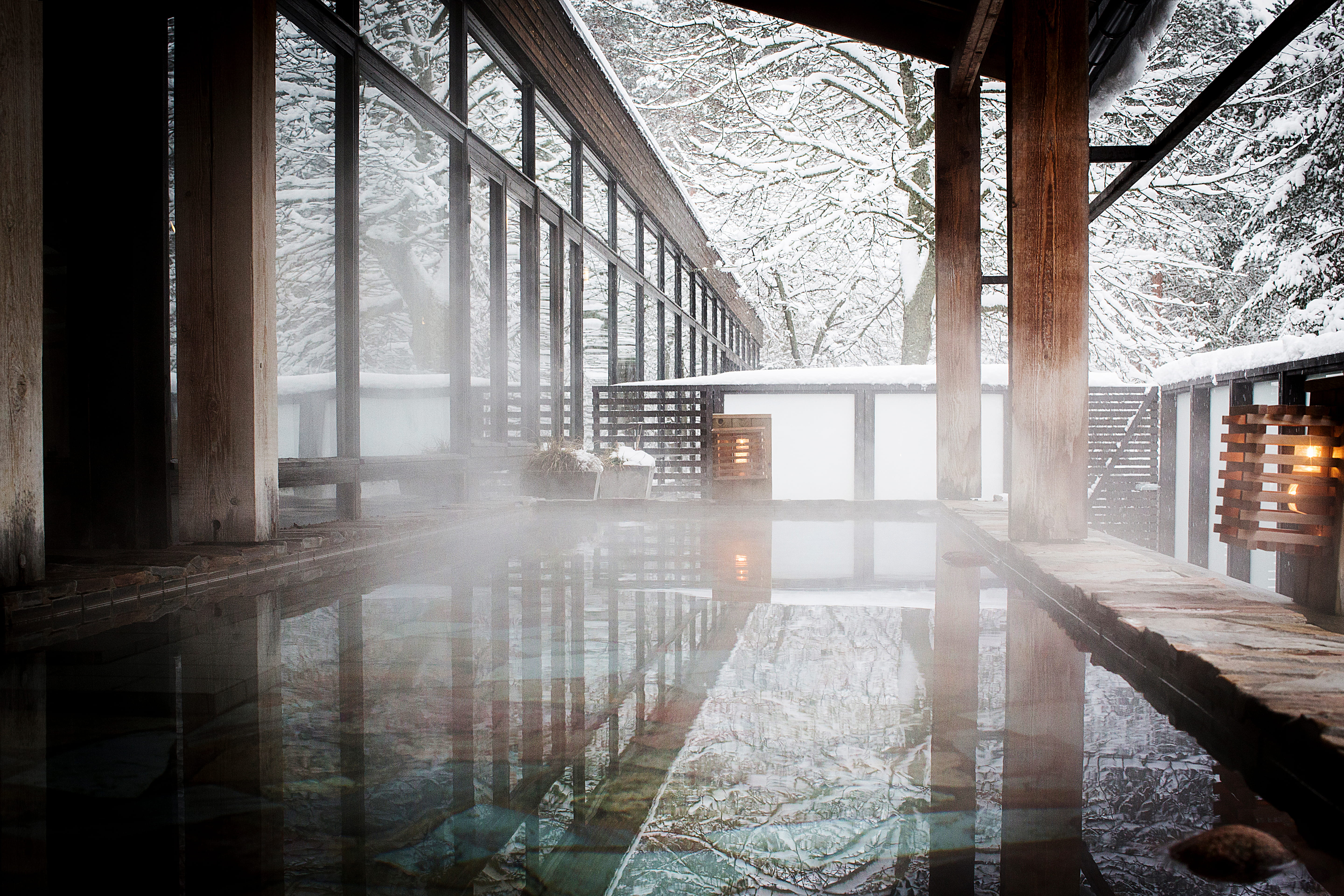 Een Japans bad in de winter.
