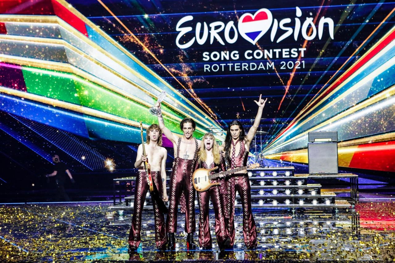 Le groupe italien Måneskin sur la scène de la finale du Concours Eurovision de la chanson 2021