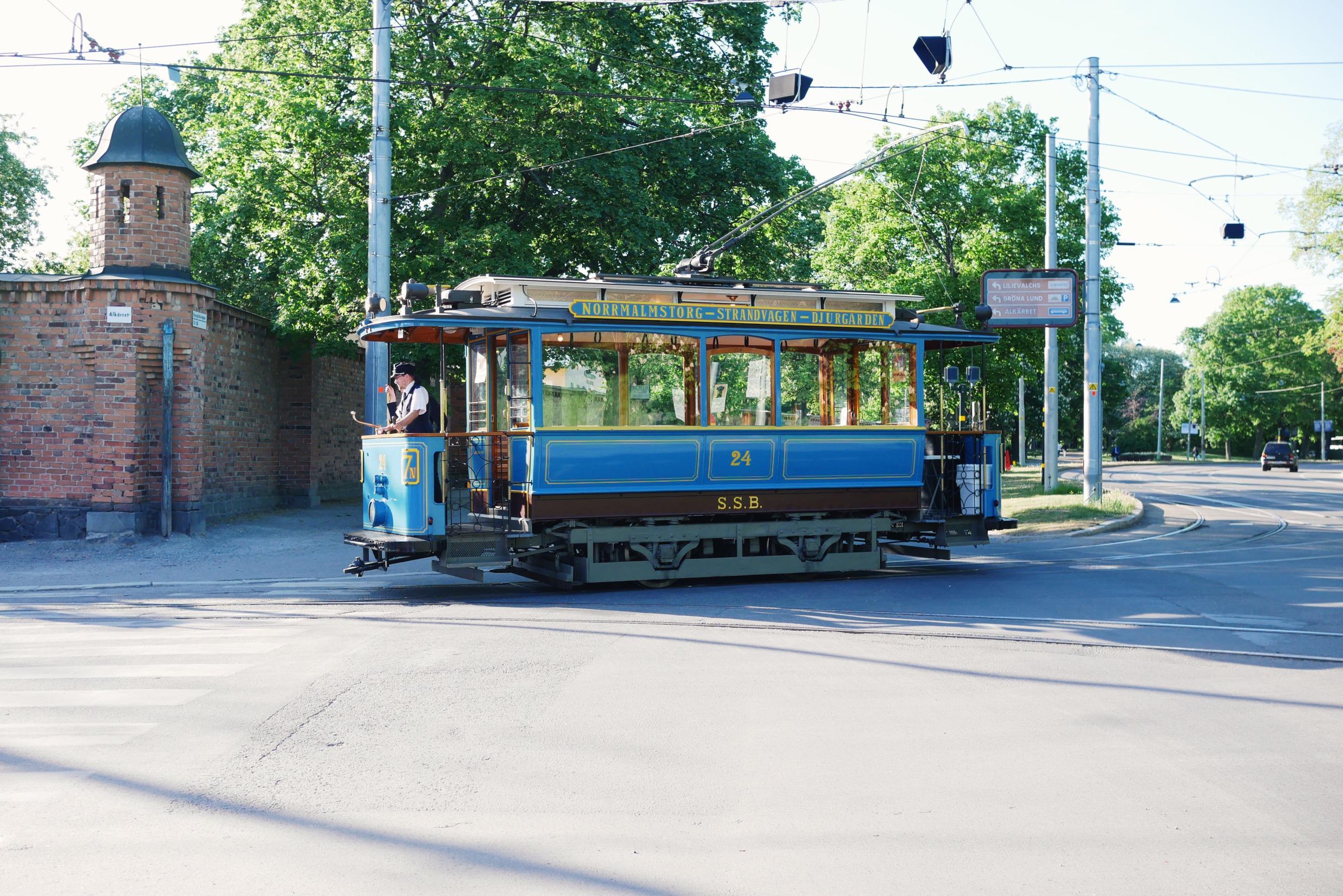 Old-fashioned tram in Stockholm