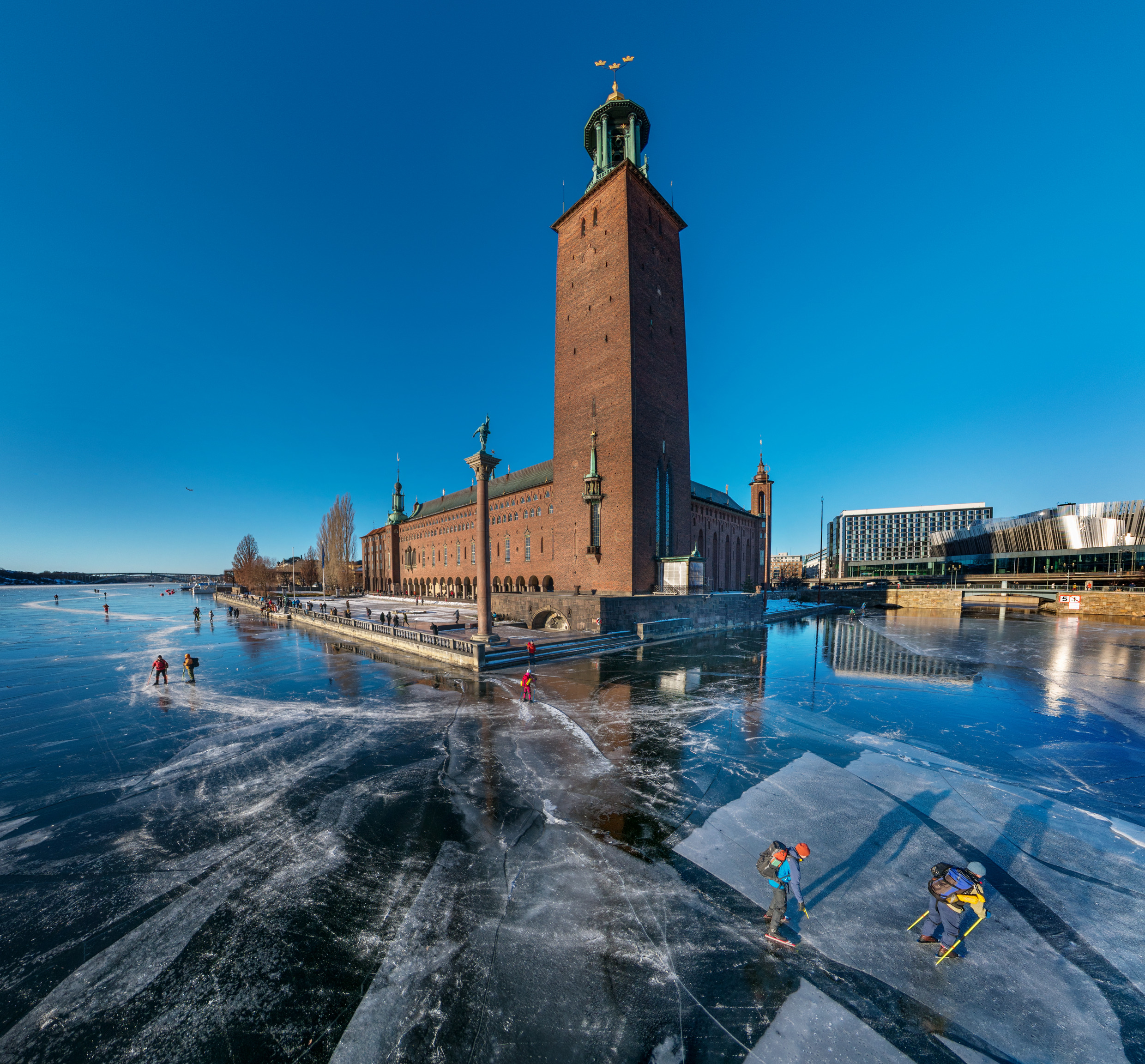 Ice skating around Stockholm City Hall