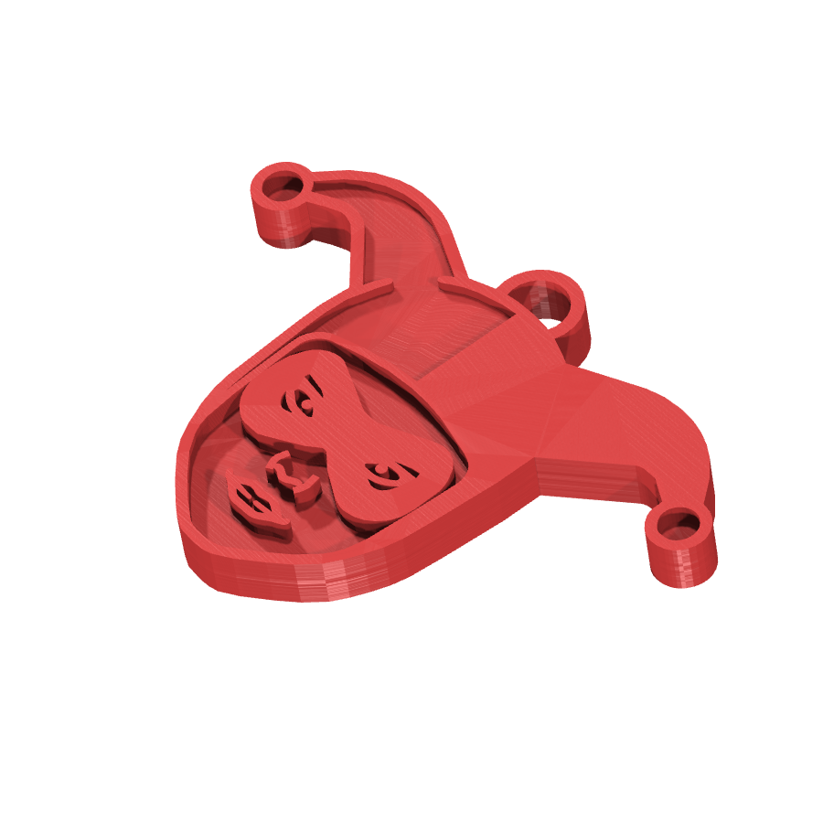 bild nr 2 på produkten: 3D-printad nyckelring med Harley Quinn-motiv i slagfast ABS-plast, perfekt för fans av Batgirl-serierna, finns i flera färger och passar i vanliga nyckelknipor