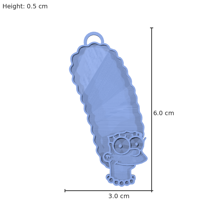bild nr 8 på produkten: En vänlig minnessmycke i form av en nyckelring med Marge Simpson som motiv, från den kända TV-serien The Simpsons. Denna minnesstensformade nyckelring är perfekt för alla Simpsons-fantaster och är en bevisning på ditt intresse för denna ikoniska familj.