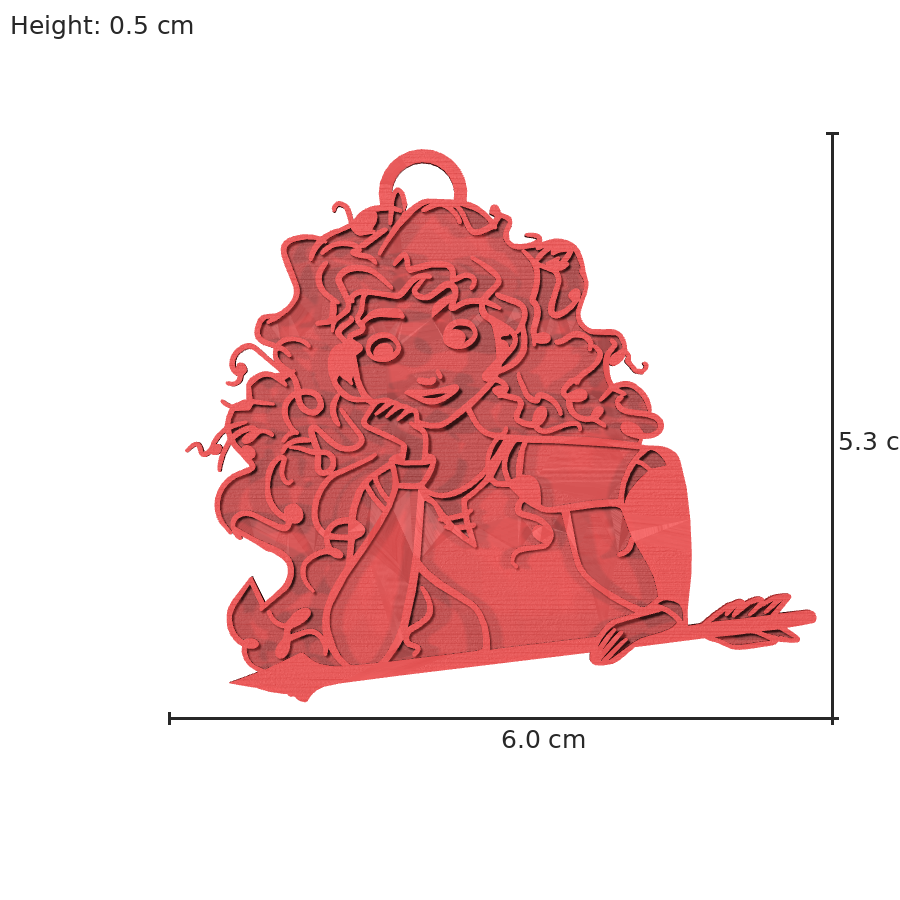 bild nr 8 på produkten: Nyckelring med motiv av Merida inspirerad från den älskade Disneyfilmen Brave, perfekt för fans av den tuffa och oberoende skotska prinsessan, som är tillverkad i en slagtålig plast och har en rimlig storlek som passar i fickan