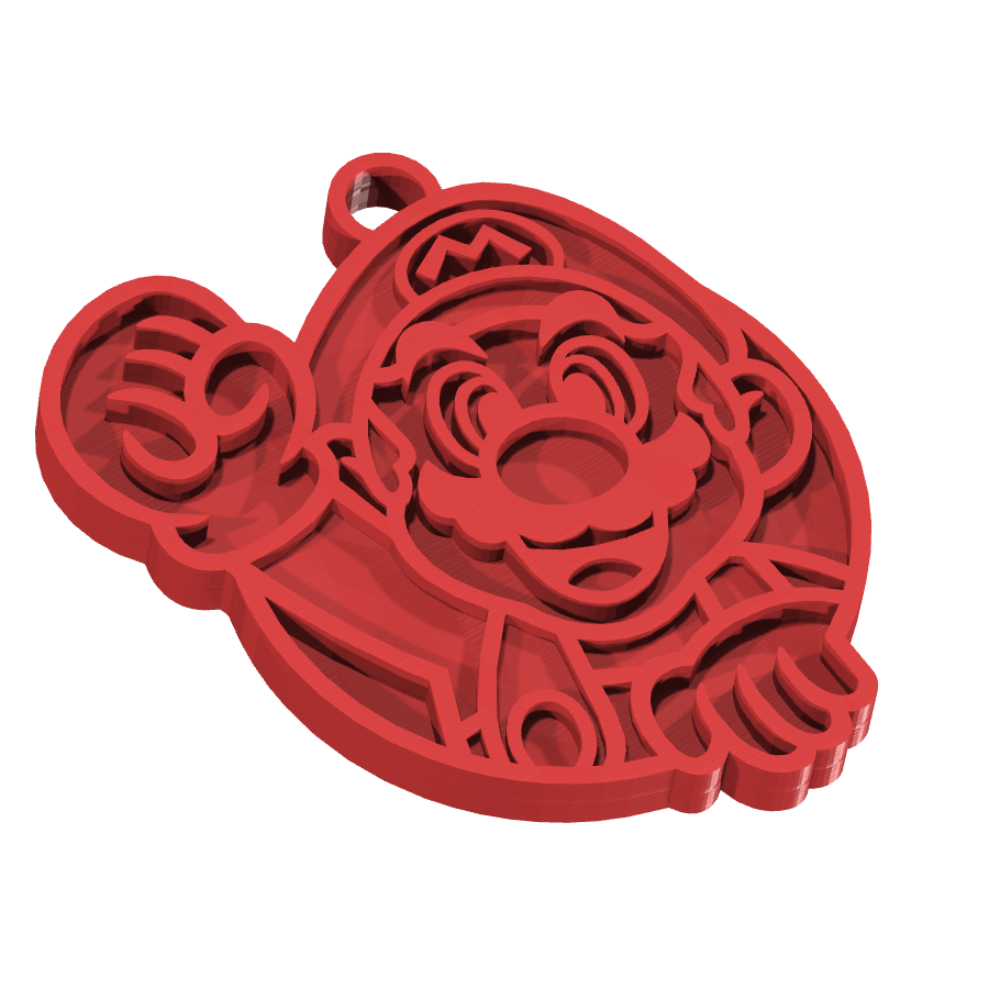 Bild på 3D printad produkt med namn: Nyckelring inspirerad från Mario, en ikonisk figur från det klassiska Nintendo-spelet Super Mario Bros., tillverkad i slagtålig plast för att hålla längre och passa perfekt i fickan, perfekt för fans av klassiska spel och nostalgiska kollektioner