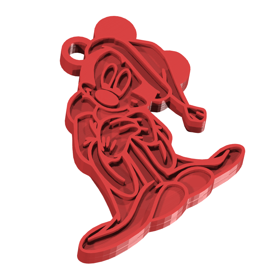 Bild på 3D printad produkt med namn: En charmig nyckelring i form av Mickey Mouse, inspirerad från den klassiska Disney-figuren, perfekt för alla som älskar Disney och julen, med en fin detaljering som för tankarna till barndomens magi och känslan av snö och julklappar