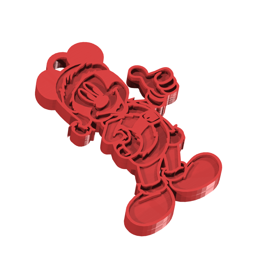 Bild på 3D printad produkt med namn: Nyckelring med Mickey Mouse i julig anda, inspirerad från Disneys klassiska tecknade filmer, perfekt för alla som älskar julen och den ikoniska musen, att använda som en personlig och charmig nyckelring eller som en rolig julklapp till vänner och familj