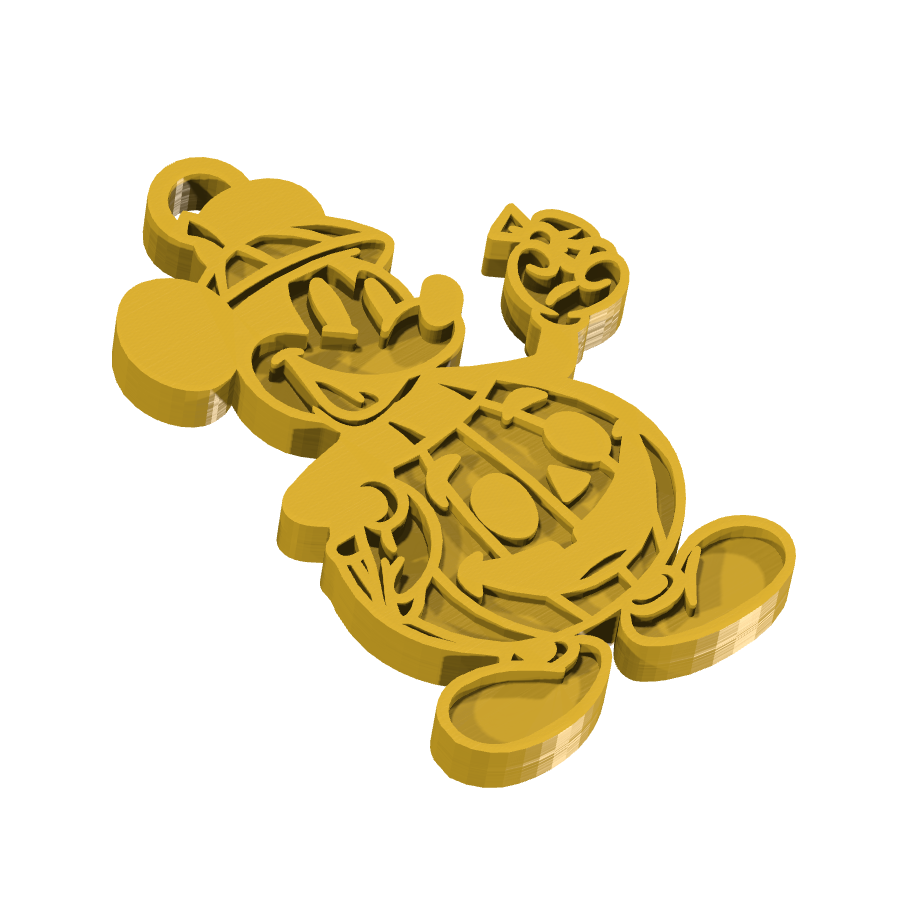 Bild på 3D printad produkt med namn: Mickey Mouse Nyckelring i Härlig Halloween-stil, inspirerad från Disneys klassiska tecknade serie om den ikoniska musen i en spöklikt skräckinjagande atmosfär, perfekt för fans av Mickey och Halloween-älskare över hela världen