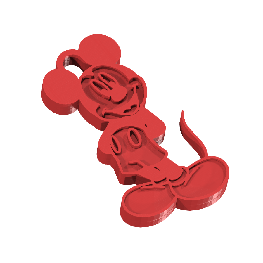 Bild på 3D printad produkt med namn: Unik nyckelring med Mickey Mouse-motiv, inspirerad från den klassiska Disney-karaktären, perfekt för fans av det ikoniska mus-temat, som kan användas för att lägga till en personlig touch på dina nycklar eller som en charmig dekoration