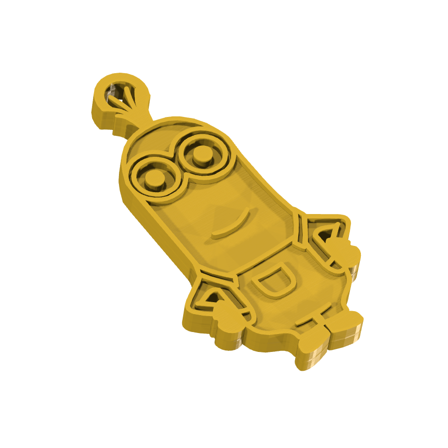 Bild på 3D printad produkt med namn: Nyckelring med Minions figur, inspirerad från den kända filmserien, perfekt för fans av de gulle och busiga gula varelserna, att använda som en personlig pryl eller som en rolig gåva till vänner och familj