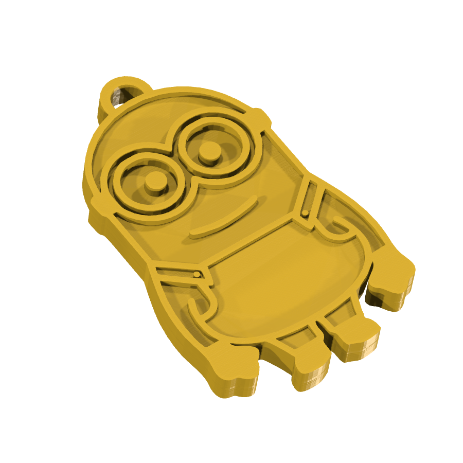 Bild på 3D printad produkt med namn: Nyckelring med Minions Bob-motiv, inspirerad från den populära animerade filmserien om de guldgula, löjliga och älskade Minions, perfekt för fans av alla åldrar som vill visa upp sin kärlek till de små gula kompisarna