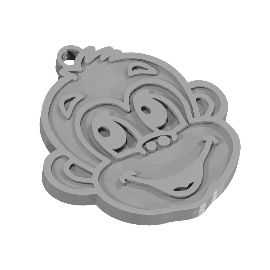 Bild på 3D printad produkt med namn: En charmig 3D-printad nyckelring i form av en apa, inspirerad från den populära kulturen och dess ikoniska motiv, perfekt för alla som älskar djur eller vill ha en rolig och unik accessoar för att pryda sina nycklar