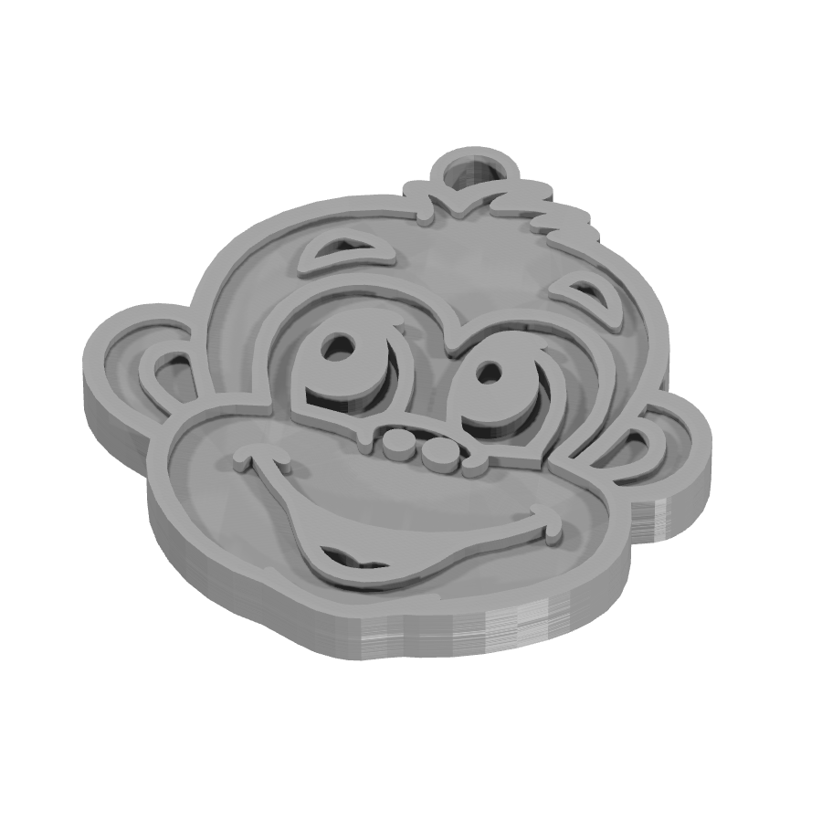 bild nr 1 på produkten: En charmig 3D-printad nyckelring i form av en apa, inspirerad från den populära kulturen och dess ikoniska motiv, perfekt för alla som älskar djur eller vill ha en rolig och unik accessoar för att pryda sina nycklar