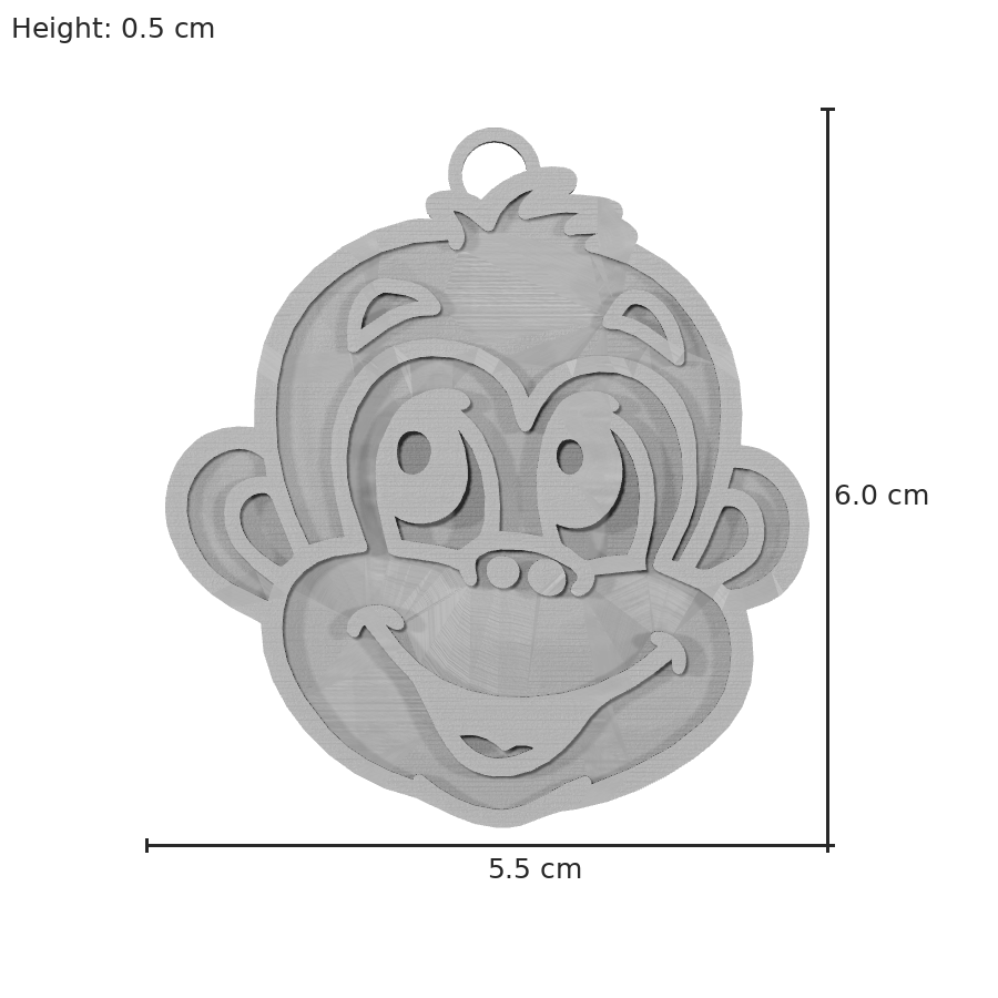 bild nr 8 på produkten: En charmig 3D-printad nyckelring i form av en apa, inspirerad från den populära kulturen och dess ikoniska motiv, perfekt för alla som älskar djur eller vill ha en rolig och unik accessoar för att pryda sina nycklar