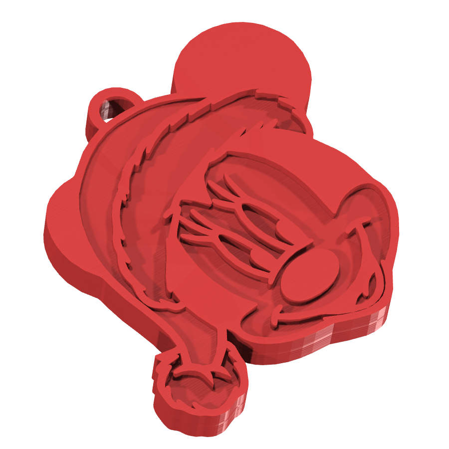 Bild på 3D printad produkt med namn: En charmig nyckelring med Minnie Mouse, inspirerad från Disneys ikoniska figurer, perfekt för alla som älskar Disney och vill ha en personlig touch på sin nyckelknippa, med en fin Noel-design som passar för julen och vinterhalvåret