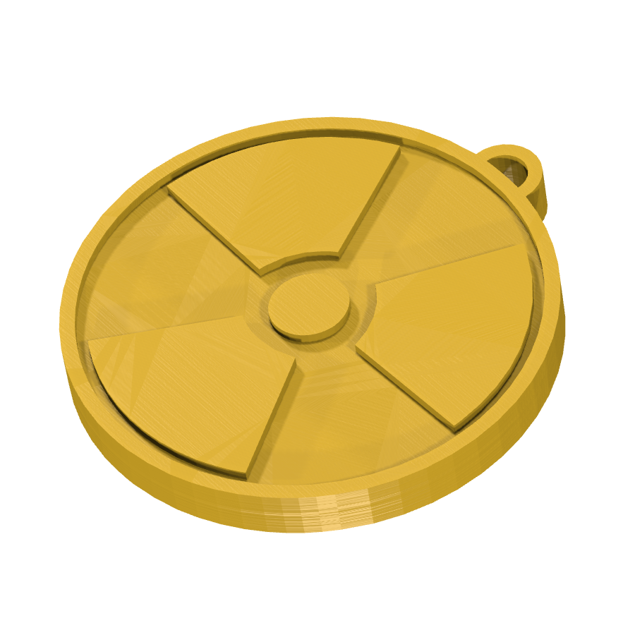 bild nr 2 på produkten: En unik nyckelring med kärnkraftstema, inspirerad från den spännande världen av energiproduktion, där den ikoniska loggan för kärnreaktorer står som symbol för innovation och teknisk framåtanda, passande för alla som är teknikintresserade eller vill visa