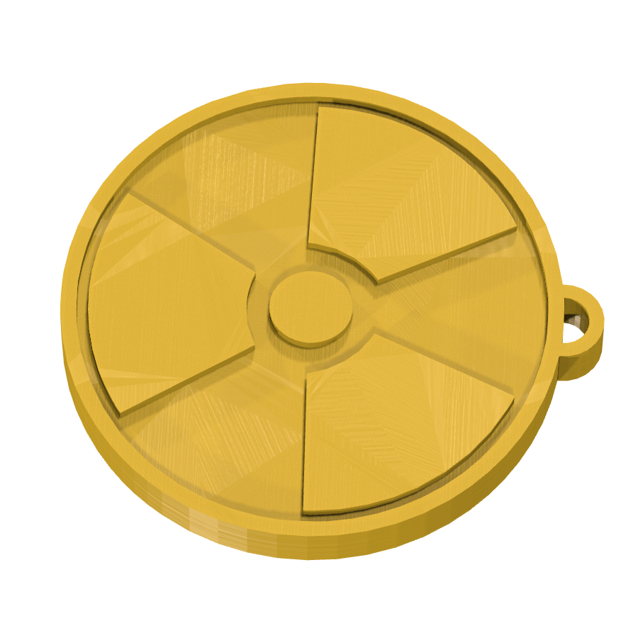 bild nr 3 på produkten: En unik nyckelring med kärnkraftstema, inspirerad från den spännande världen av energiproduktion, där den ikoniska loggan för kärnreaktorer står som symbol för innovation och teknisk framåtanda, passande för alla som är teknikintresserade eller vill visa