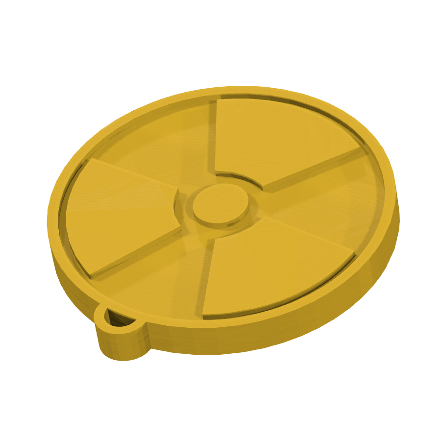 bild nr 6 på produkten: En unik nyckelring med kärnkraftstema, inspirerad från den spännande världen av energiproduktion, där den ikoniska loggan för kärnreaktorer står som symbol för innovation och teknisk framåtanda, passande för alla som är teknikintresserade eller vill visa