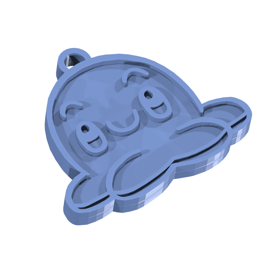 Bild på 3D printad produkt med namn: En nyckelring i form av en charmig bläckfisk, inspirerad från havets underbara värld, perfekt för alla som älskar marina djur och vill ha en unik och funktionell accessoar som ger en personlig touch