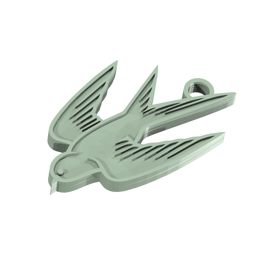 Bild på 3D printad produkt med namn: Oiseau Fågel Nyckelring, en charmig och detaljerad dekoration inspirerad från den vackra och fria fågeln, perfekt för alla som älskar natur och frihet, med en unik design som kommer att ge dina nycklar en personlig touch och göra dem lättare att hitta