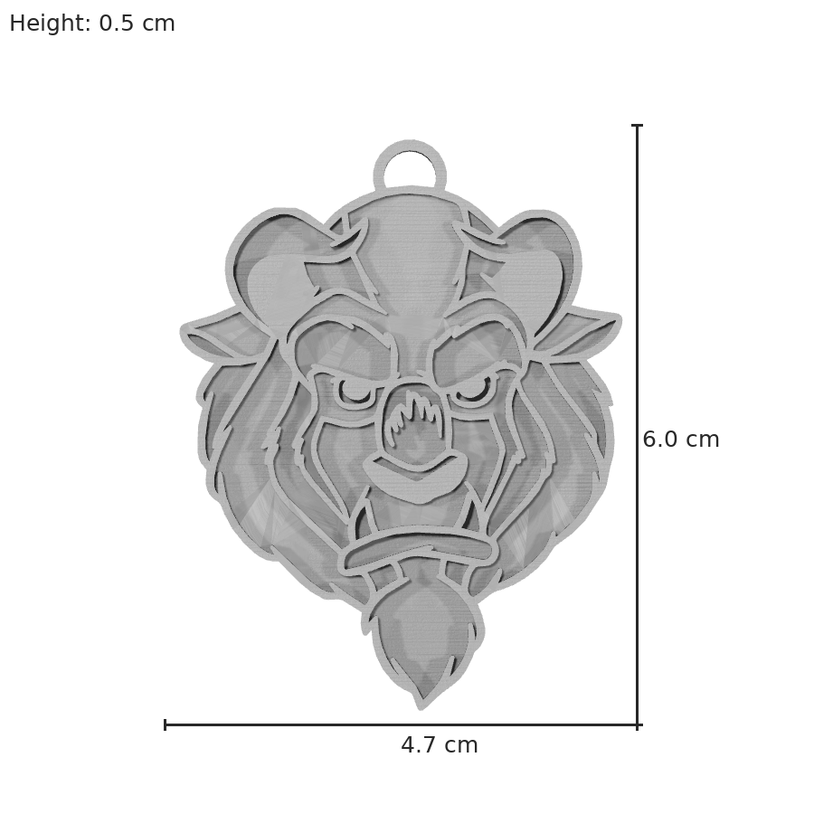 bild nr 8 på produkten: Nyckelring The Beast, en imponerande och detaljerad 3D-printad nyckelring inspirerad av den mytiska världen av monstertänder och överdimensionerade kreatur, perfekt för fantasifullhet och äventyrslystna personer
