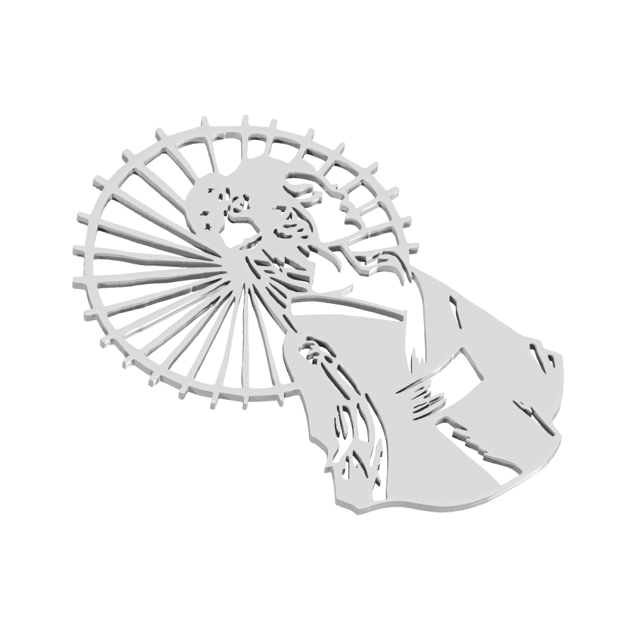 Bild på 3D printad produkt med namn: Väggkonst - 3D-printad Geisha-motiv, inspirerad av den klassiska japanska estetiken, perfekt för heminredning och dekoration