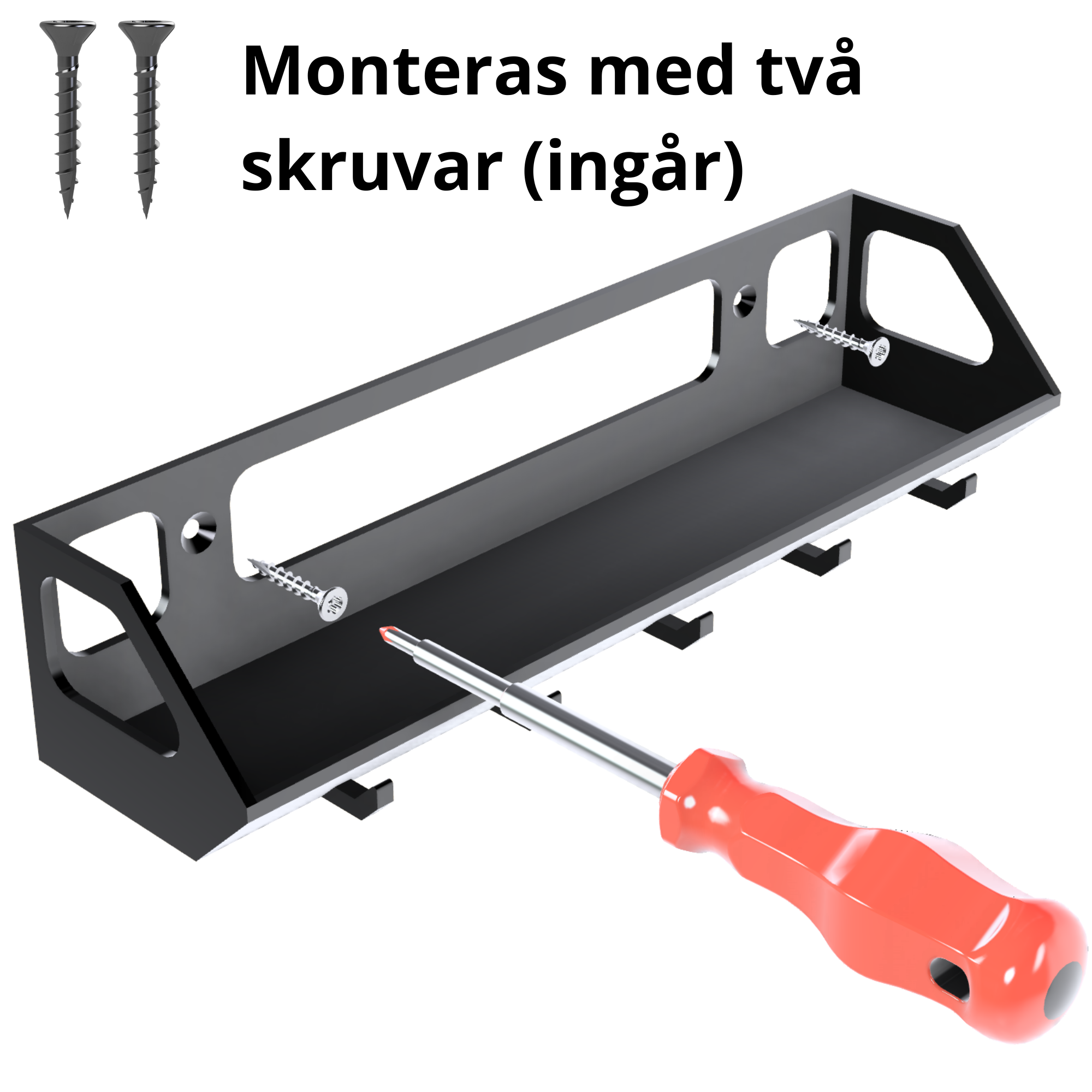 bild nr 3 på produkten: Vägghylla Med Krokar - Till Mobiler, Nycklar, Ficklampor, Smycken & Perfekt För Hundägaren