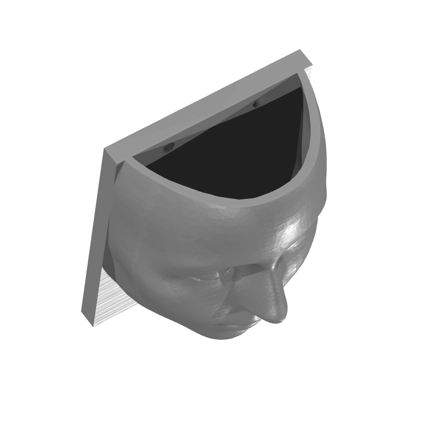 Bild på 3D printad produkt med namn: Väggkruka med ansiktsdesign med hål för skruvmontering, inspirerad av en kropp som en huvudplanterare, perfekt för växter och dekoration