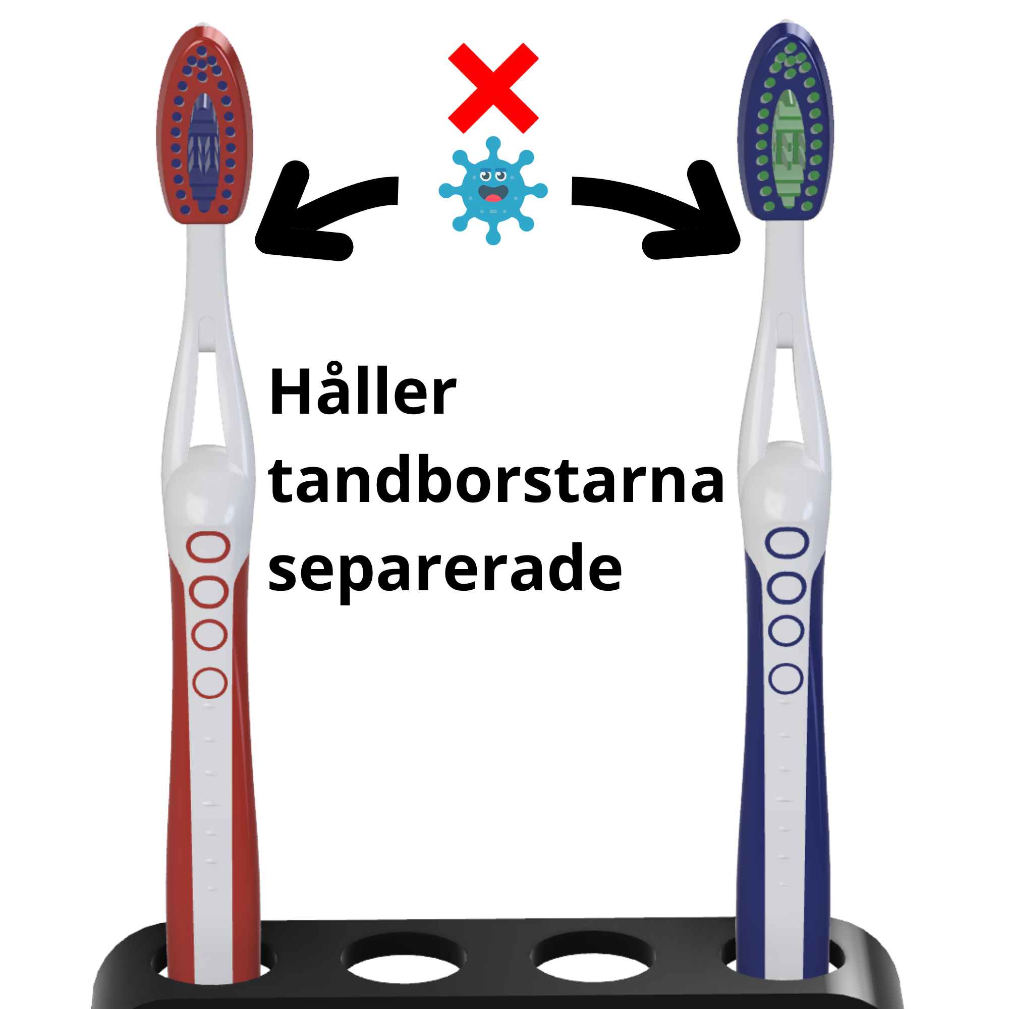 bild nr 3 på produkten: Hållare för 4 Tandborstar, Rakhyvlar, eller Tungskrapor - Håller Tandborstarna Separerade
