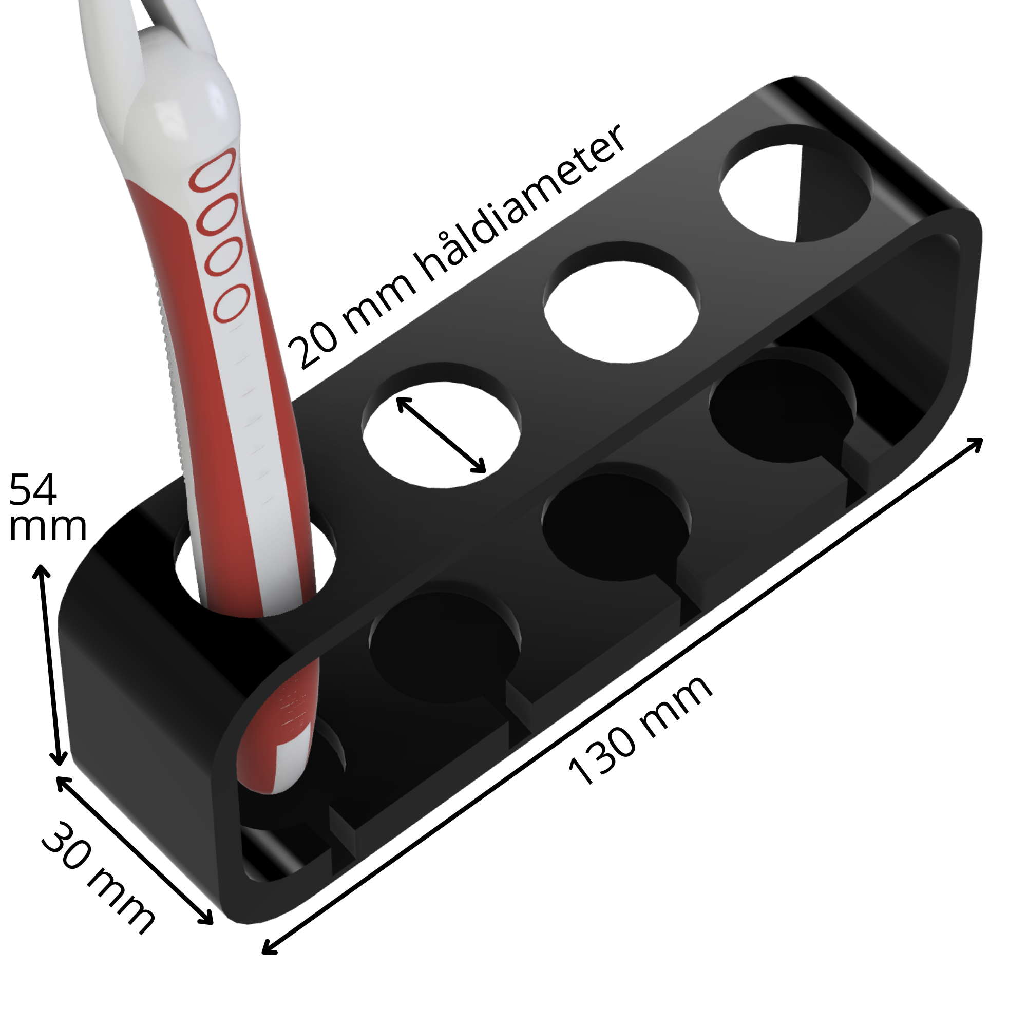 bild nr 6 på produkten: Hållare för 4 Tandborstar, Rakhyvlar, eller Tungskrapor - Håller Tandborstarna Separerade