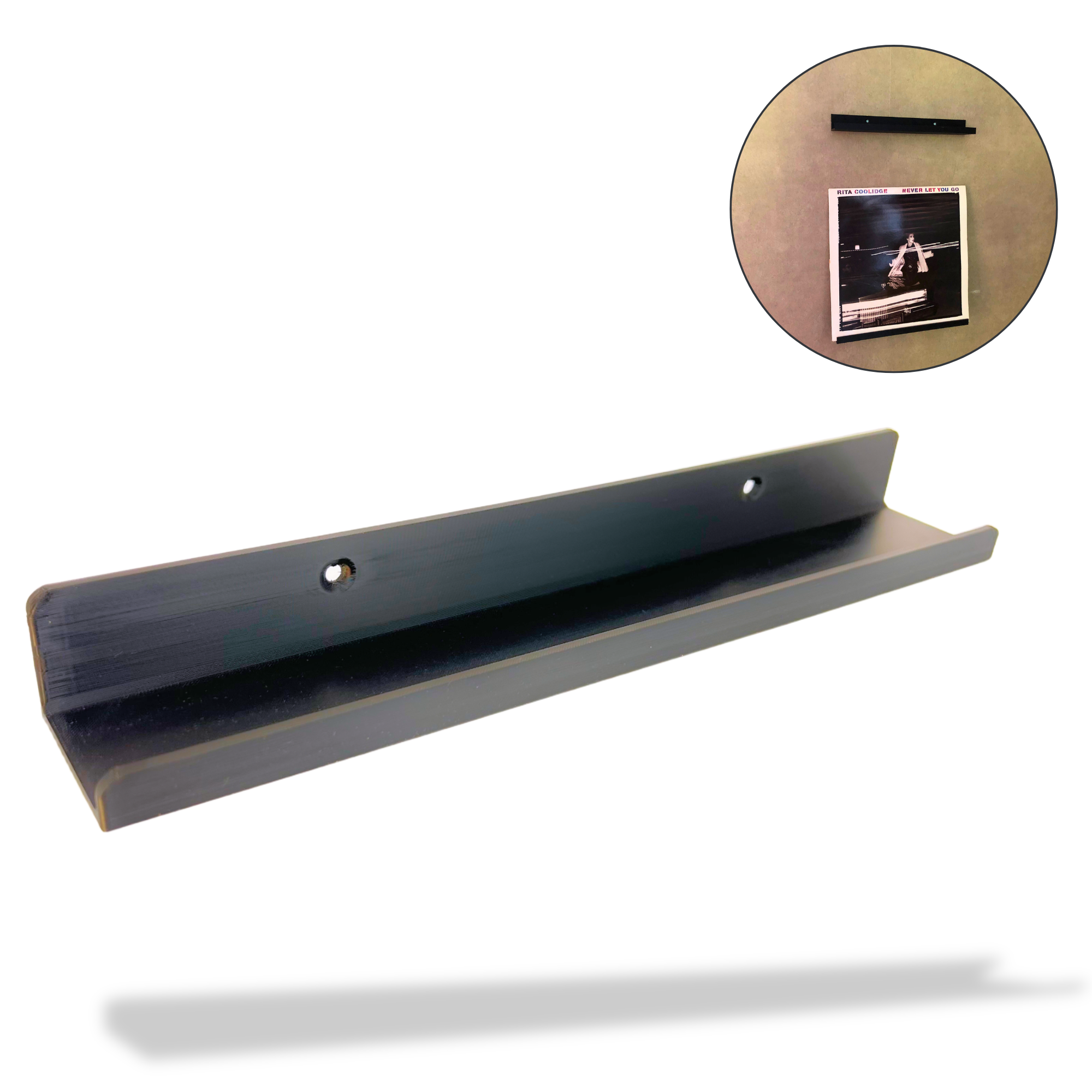 Bild på 3D printad produkt med namn: Minimalistisk LP-hållare - Väggfäste för 12 tum vinylskivor och akrylskivor – Visa upp dina favoriter med stil!