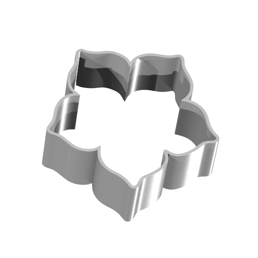 Bild på 3D printad produkt med namn: Kakform eller pepparkaksform i form av en blomma, inspirerad av naturen, tillverkad med 3D-printteknik för att skapa ett dekorativt och funktionellt bakverktyg