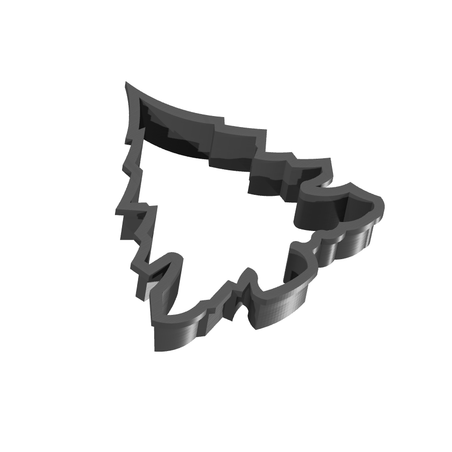 Bild på 3D printad produkt med namn: Pepparkaksform och kakform för julbak i form av en julgran, inspirerad av den klassiska julsymbolen