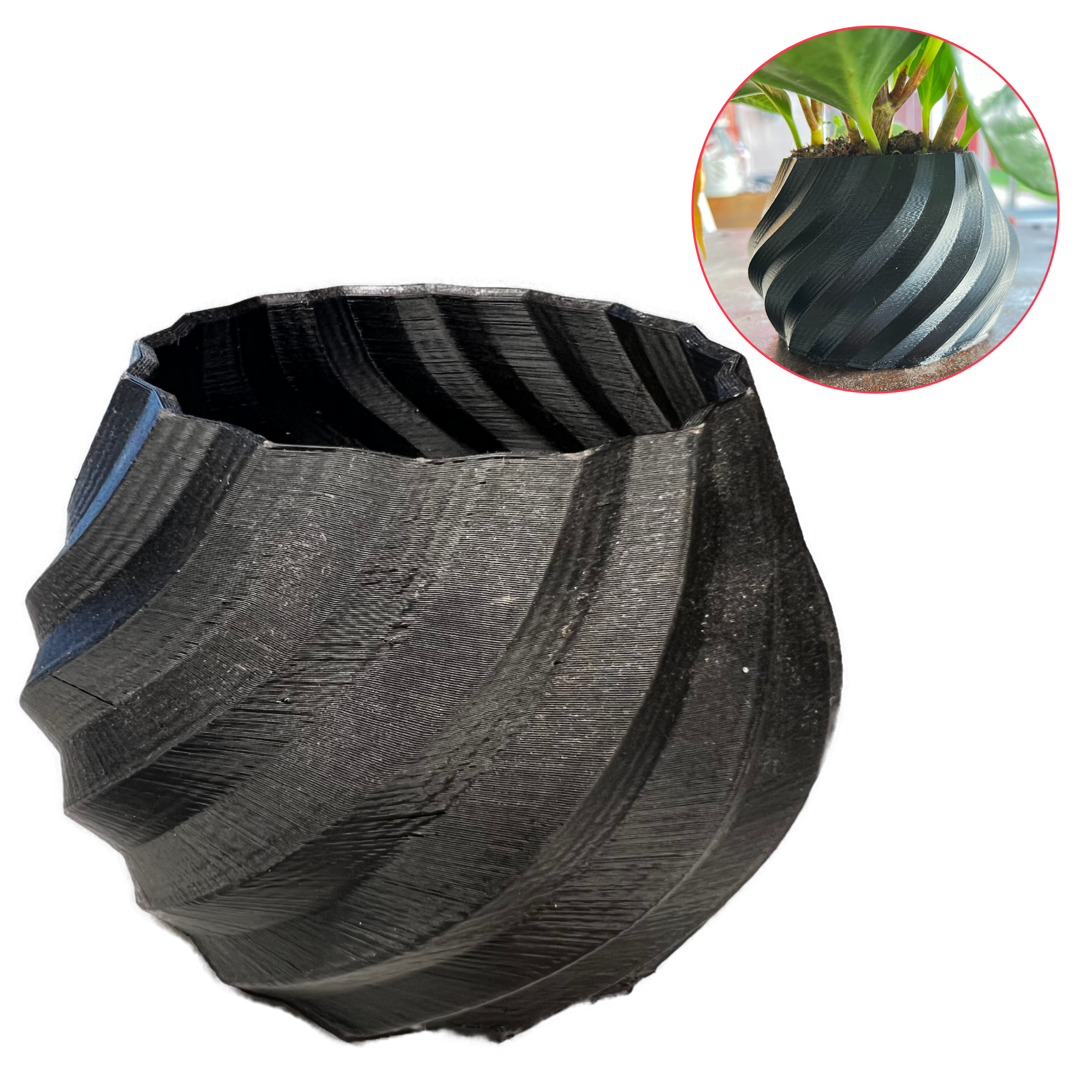 Bild på 3D printad produkt med namn: Blomkruka för inomhusbruk - Utan botten hål - Passar Standard växter - Kruka