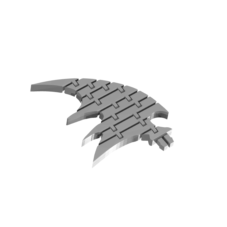 Bild på 3D printad produkt med namn: Flexi - Drakvinge för höger sida, inspirerad av mytiska drakar, idealisk för fans av fantasy och rolleksspel