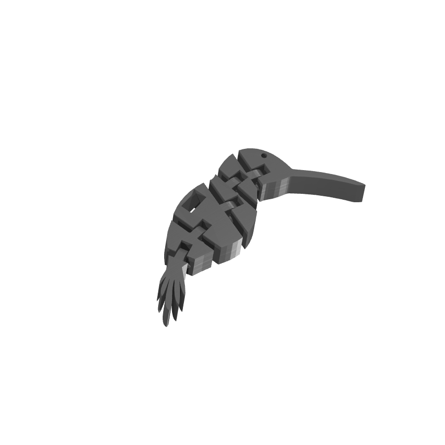 Bild på 3D printad produkt med namn: Flexi - Kolibri figurstaty, inspirerad av den vackra och snabba kolibrien, perfekt för naturälskare och dekoration av hemmet eller kontoret