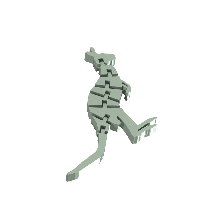 Bild på 3D printad produkt med namn: Flexi - Känga-bärare inspirerad av australiensiska känguruer, perfekt för kängurumässiga äventyrare och samlare