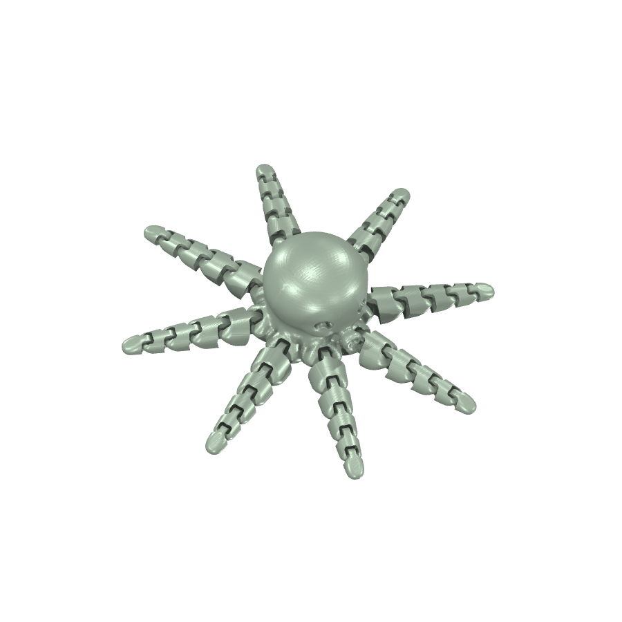 Bild på 3D printad produkt med namn: Flexi - Rörliga leder - Octopus V5.6, en flexibel och funktionell modell inspirerad av bläckfisken, för dekoration och utbildningsändamål