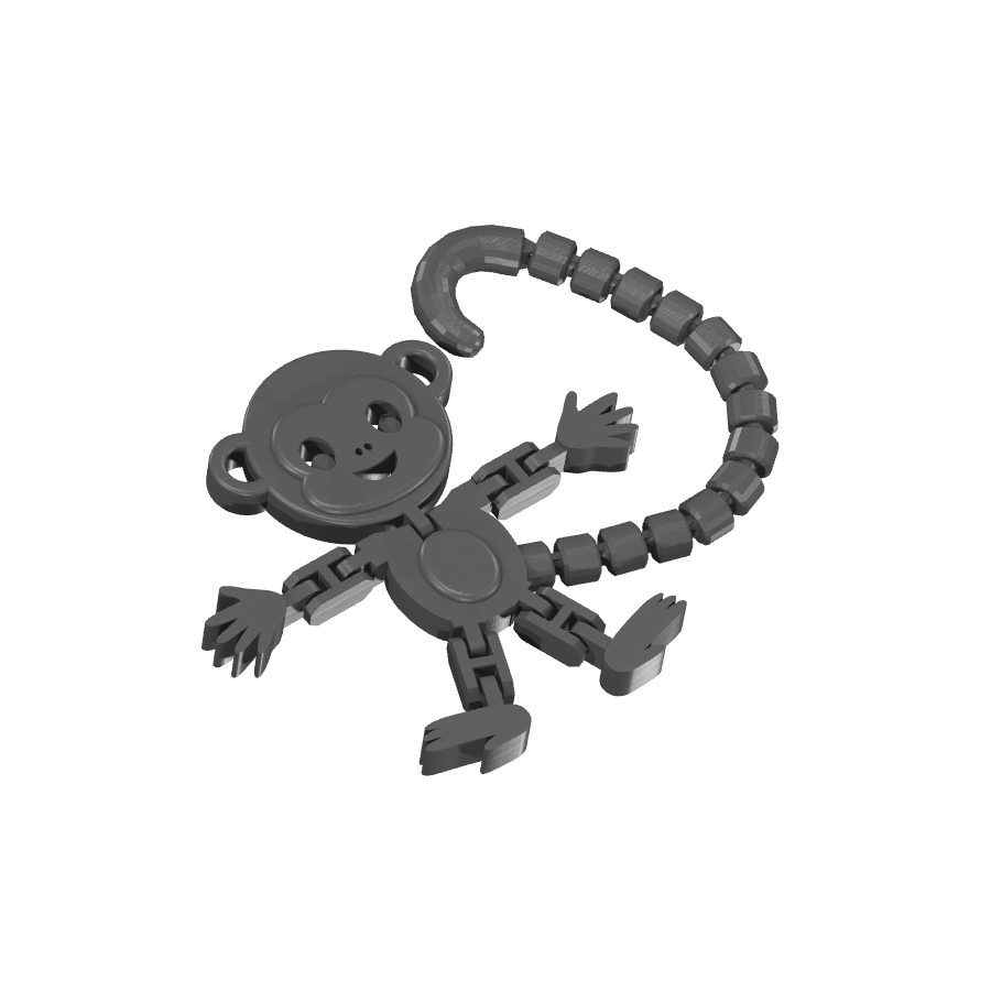 Bild på 3D printad produkt med namn: Apa-leksak med rörliga leder, inspirerad av den klassiska Flexi Monkey-figur som ger liv och rörelse till ditt skrivbord eller som en rolig prydnad för apälskare
