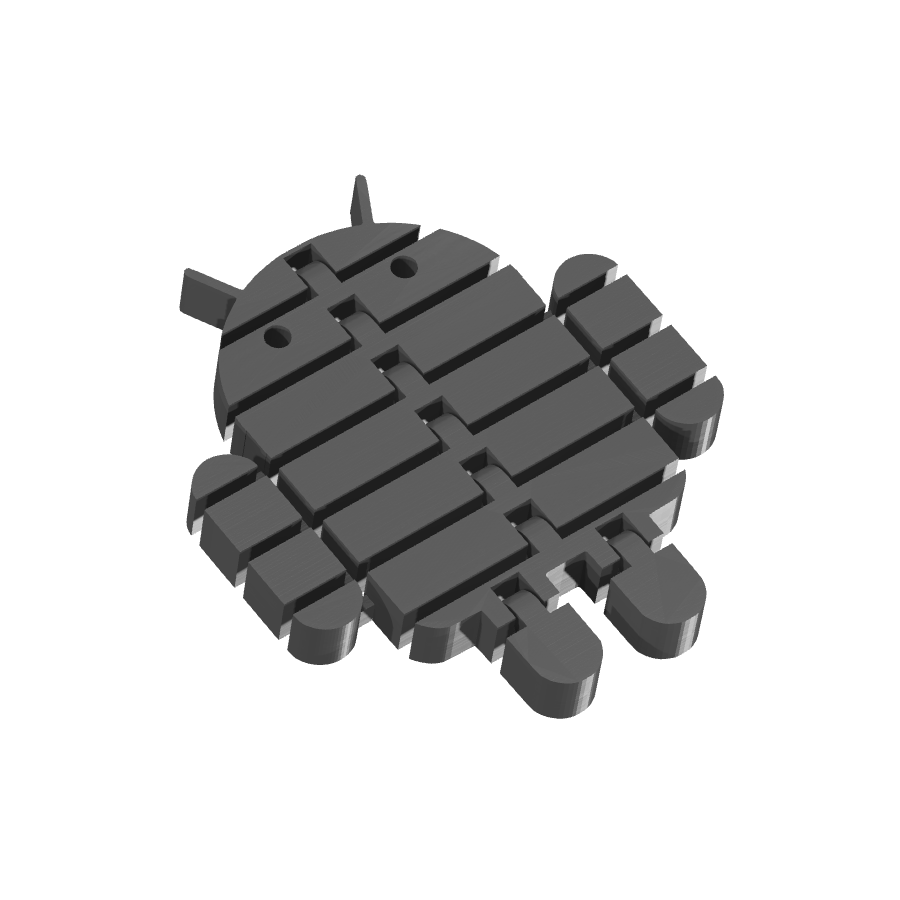 Bild på 3D printad produkt med namn: Android-logga i flexibel design, inspirerad av Googles Android-robot, perfekt som dekoration eller gåva för teknikentusiaster och mobilanvändare