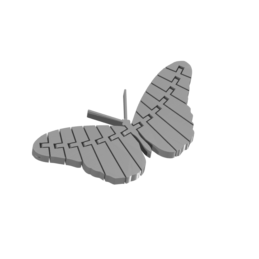 Bild på 3D printad produkt med namn: Flexi fjäril med hål och starkare leder, inspirerad av den vackra fjärilen som symboliserar frihet och skönhet